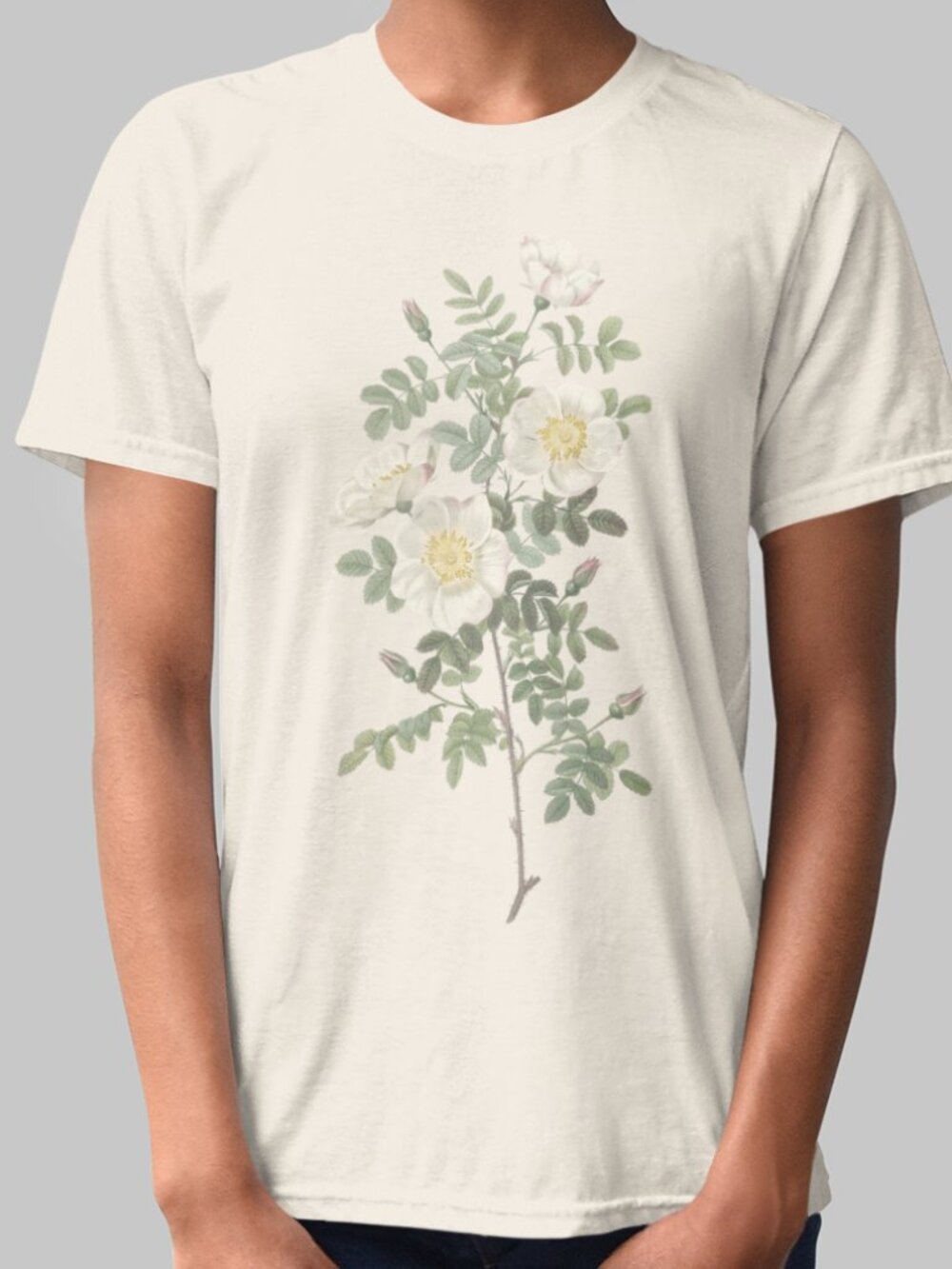 Rose Vintage Floral Print Short Sleeve Graphic Tee T-shirt S-XXL